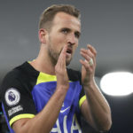 
              Tottenham's Harry Kane greets supporters after the English Premier League soccer match between Fulham and Tottenham Hotspur at the Craven Cottage Stadium in London, Monday, Jan. 23, 2023. (AP Photo/Frank Augstein)
            