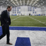 
              Shane Steichen walks to an interview following an NFL football news conference, Tuesday, Feb. 14, 2023, in Indianapolis. Steichen was introduced as the Colts new head coach. (AP Photo/Darron Cummings)
            