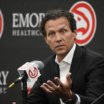 
              Newly hired Atlanta Hawks NBA basketball coach Quin Snyder speaks during a news conference Monday, Feb. 27, 2023, in Atlanta. AP Photo/John Bazemore)
            