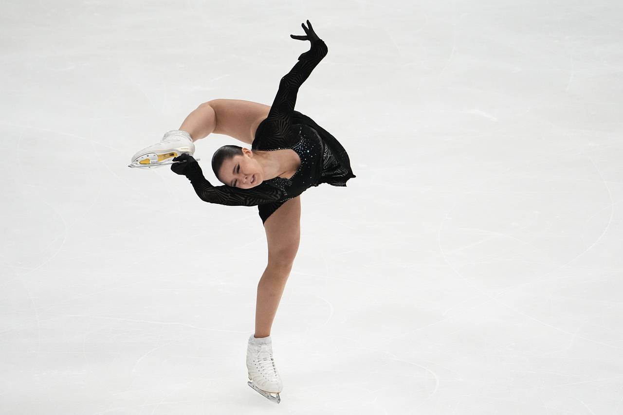 FILE - Russian Kamila Valieva competes in the women's free skate program during the figure skating ...