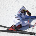 
              United States' Mikaela Shiffrin celebrates taking gold in an alpine ski World Championships giant slalom, in Meribel, France, Thursday, Feb. 16, 2023. (AP Photo/Gabriele Facciotti)
            
