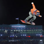 
              FILE — Snowboarder Michael Schaerer, of Switzerland, jumps during the Big Air at Fenway skiing and snowboarding U.S. Grand Prix tour event at Fenway Park, Feb. 11, 2016, in Boston. Fenway Park has kept busy in the offseason with hockey, football and other events that have turned one of baseball's crown jewels into a year-round venue. (AP Photo/Elise Amendola, File)
            