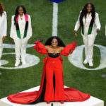 
              Entertainer Sheryl Lee Ralph performs "Lift Every Voice", often referred to as the Black national anthem, prior to the NFL Super Bowl 57 football game between the Kansas City Chiefs and the Philadelphia Eagles, Sunday, Feb. 12, 2023, in Glendale, Ariz. (AP Photo/Charlie Riedel)
            