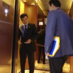 
              In this image made from video, Chen Xuyuan, head of the Chinese Football Association, gets on an elevator in Shanghai, Oct. 24, 2019. The head of China's national soccer federation has been arrested on corruption charges in the latest blow to the country's effort to grow its standing at home and internationally. (AP Photo)
            