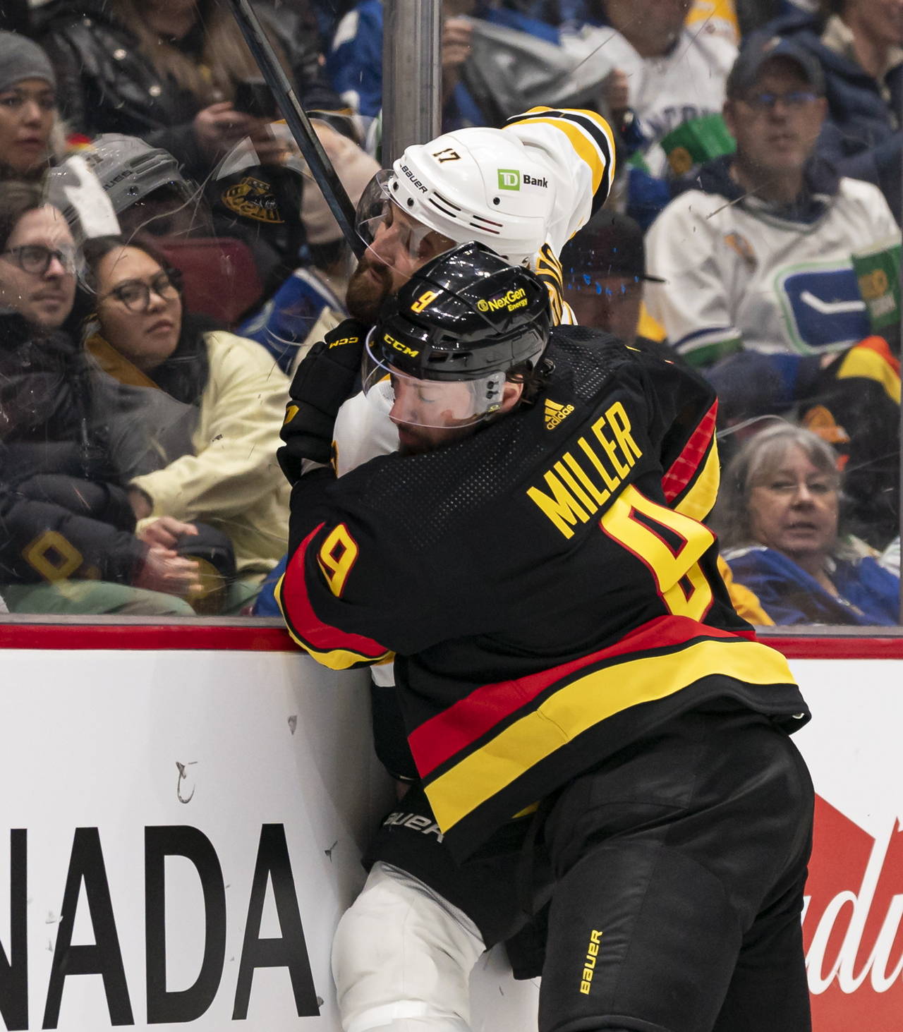 Bruins' Linus Ullmark scores goalie goal against Canucks