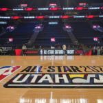 
              The Vivint Arena is shown during the transformation taking place inside the arena before the start of the NBA basketball All-Star weekend Wednesday, Feb. 15, 2023, in Salt Lake City. More than 60 players are making their way to Salt Lake City for All-Star weekend, some of them for the first time, one of them for the 19th time. And while some events will tout the league's future, many will be celebrating the past.(AP Photo/Rick Bowmer)
            