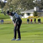 
              Justin Rose, of England, follows his putt on the fourth green of the Pebble Beach Golf Links during the fourth round of the AT&T Pebble Beach Pro-Am golf tournament in Pebble Beach, Calif., Sunday, Feb. 5, 2023. (AP Photo/Godofredo A. Vásquez)
            