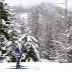 
              Jessie Diggins, of the United States, competes in the Women's Cross Country Interval Start 10 KM Free event at the Nordic World Championships in Planica, Slovenia, Tuesday, Feb. 28, 2023. (AP Photo/Darko Bandic)
            