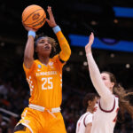 SEATTLE, WASHINGTON - MARCH 25: Jordan Horston #25 of the Tennessee Lady Vols shoots the ball during the fourth quarter against the Virginia Tech Hokies in the Sweet 16 round of the NCAA Women's Basketball Tournament at Climate Pledge Arena on March 25, 2023 in Seattle, Washington. (Photo by Steph Chambers/Getty Images)
