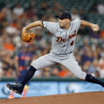 HOUSTON, TEXAS - APRIL 03: Detroit Tigers Matthew Boyd #48 pitches in the first inning against the Houston Astros at Minute Maid Park on April 03, 2023 in Houston, Texas. (Photo by Tim Warner/Getty Images)