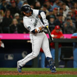 SEATTLE, WASHINGTON - APRIL 22: Eugenio Suarez #28 of the Seattle Mariners hits a two-run single during the seventh inning against the St. Louis Cardinals at T-Mobile Park on April 22, 2023 in Seattle, Washington. (Photo by Alika Jenner/Getty Images)