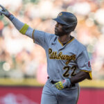 SEATTLE, WA - MAY 26: Andrew McCutchen #22 of the Pittsburgh Pirates celebrates while rounding the bases after hitting a solo home run off starting pitcher George Kirby #68 of the Seattle Mariners during the first inning of a game at T-Mobile Park on May 26, 2023 in Seattle, Washington. (Photo by Stephen Brashear/Getty Images)