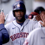 SEATTLE, WASHINGTON - MAY 06: Yordan Alvarez #44 of the Houston Astros celebrates a run during the fourth inning against the Seattle Mariners at T-Mobile Park on May 06, 2023 in Seattle, Washington. (Photo by Steph Chambers/Getty Images)