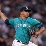 SEATTLE, WASHINGTON - MAY 06: Juan Then #43 of the Seattle Mariners pitches in his MLB debut during the seventh inning against the Houston Astros at T-Mobile Park on May 06, 2023 in Seattle, Washington. (Photo by Steph Chambers/Getty Images)