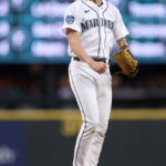 SEATTLE, WASHINGTON - MAY 31: George Kirby #68 of the Seattle Mariners reacts after a strikeout during the eighth inning against the New York Yankees at T-Mobile Park on May 31, 2023 in Seattle, Washington. (Photo by Steph Chambers/Getty Images)