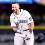 SEATTLE, WASHINGTON - MAY 31: Cal Raleigh #29 of the Seattle Mariners reacts after his walk-off single during the tenth inning against the New York Yankees at T-Mobile Park on May 31, 2023 in Seattle, Washington. (Photo by Steph Chambers/Getty Images)