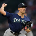 ANAHEIM, CALIFORNIA - JUNE 10: Bryan Woo #33 of the Seattle Mariners pitches in the second inning against the Los Angeles Angels at Angel Stadium of Anaheim on June 10, 2023 in Anaheim, California. (Photo by Jayne Kamin-Oncea/Getty Images)
