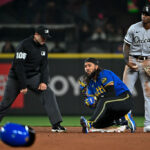 SEATTLE, WASHINGTON - JUNE 16: J.P. Crawford #3 of the Seattle Mariners reacts after being called safe at second base off a double during the sixth inning against the Chicago White Sox at T-Mobile Park on June 16, 2023 in Seattle, Washington. (Photo by Alika Jenner/Getty Images)