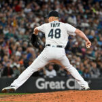 SEATTLE, WASHINGTON - JUNE 18: Justin Topa #48 of the Seattle Mariners throws a pitch during the eighth inning against the Chicago White Sox at T-Mobile Park on June 18, 2023 in Seattle, Washington. (Photo by Alika Jenner/Getty Images)