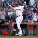 SEATTLE, WASHINGTON - JUNE 26: Eugenio Suarez #28 of the Seattle Mariners celebrates his home run during the fourth inning against the Washington Nationals at T-Mobile Park on June 26, 2023 in Seattle, Washington. (Photo by Steph Chambers/Getty Images)