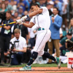SEATTLE, WASHINGTON - JULY 10: Julio Rodríguez #44 of the Seattle Mariners bats during the T-Mobile Home Run Derby at T-Mobile Park on July 10, 2023 in Seattle, Washington. (Photo by Tim Nwachukwu/Getty Images)