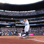 SEATTLE, WASHINGTON - JULY 10: Julio Rodríguez #44 of the Seattle Mariners bats during the T-Mobile Home Run Derby at T-Mobile Park on July 10, 2023 in Seattle, Washington. (Photo by Steph Chambers/Getty Images)