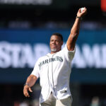 SEATTLE, WASHINGTON - JULY 11: Former Major League Baseball Player/HOF Ken Griffey Jr. throws the first pitch prior to the 93rd MLB All-Star Game presented by Mastercard at T-Mobile Park on July 11, 2023 in Seattle, Washington. (Photo by Tim Nwachukwu/Getty Images)
