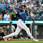 SEATTLE, WASHINGTON - AUGUST 08: J.P. Crawford #3 of the Seattle Mariners bats during the first inning against the San Diego Padres at T-Mobile Park on August 08, 2023 in Seattle, Washington. (Photo by Alika Jenner/Getty Images)