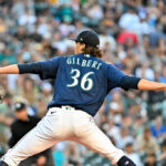 SEATTLE, WASHINGTON - AUGUST 08: Logan Gilbert #36 of the Seattle Mariners throws a pitch during the first inning against the San Diego Padres at T-Mobile Park on August 08, 2023 in Seattle, Washington. (Photo by Alika Jenner/Getty Images)