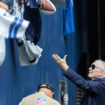 SEATTLE, WASHINGTON - AUGUST 19: Owner Jerry Jones of the  of the Dallas Cowboys signs autographs before their preseason game against the Seattle Seahawks at Lumen Field on August 19, 2023 in Seattle, Washington. (Photo by Tom Hauck/Getty Images)