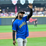 SEATTLE, WASHINGTON - AUGUST 25: Former Seattle Seahawk Richard Sherman waves to fans before throwing out the ceremonial first pitch before the game between the Seattle Mariners and the Kansas City Royals at T-Mobile Park on August 25, 2023 in Seattle, Washington. (Photo by Alika Jenner/Getty Images)
