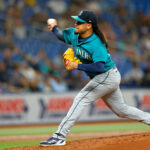 ST PETERSBURG, FLORIDA - SEPTEMBER 07: Luis Castillo #58 of the Seattle Mariners pitches during a game against the Tampa Bay Rays at Tropicana Field on September 07, 2023 in St Petersburg, Florida. (Photo by Mike Ehrmann/Getty Images)