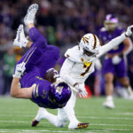 SEATTLE, WASHINGTON - OCTOBER 21: Shamari Simmons #7 of the Arizona State Sun Devils tackles Jack Westover #37 of the Washington Huskies during the second quarter at Husky Stadium on October 21, 2023 in Seattle, Washington. (Photo by Steph Chambers/Getty Images)