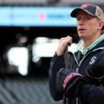 SEATTLE, WASHINGTON - DECEMBER 31: Head coach Dave Hakstol of the Seattle Kraken looks on during practice before the Discover NHL Winter Classic at T-Mobile Park on December 31, 2023 in Seattle, Washington. (Photo by Steph Chambers/Getty Images)