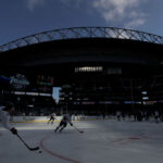 SEATTLE, WASHINGTON - DECEMBER 31: A general view of the Seattle Kraken practice before the Discover NHL Winter Classic at T-Mobile Park on December 31, 2023 in Seattle, Washington. (Photo by Steph Chambers/Getty Images)