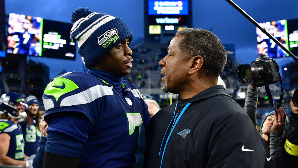 Seattle Seahawks coach Panthers Steve Wilks Geno Smith...