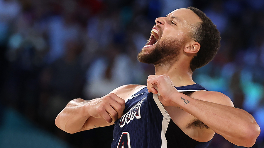 Steph Curry US men Olympic basketball gold medal France 2024...