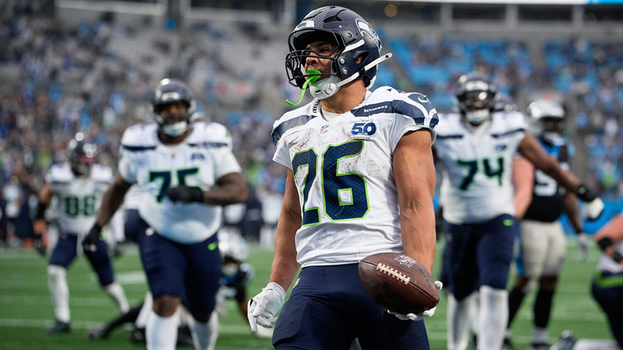 Seattle Seahawks Zach Charbonnet...