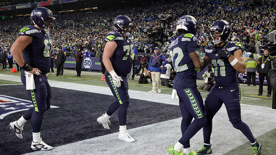 Seattle Seahawks JSN touchdown celebration NFC Championship Rams 2026...