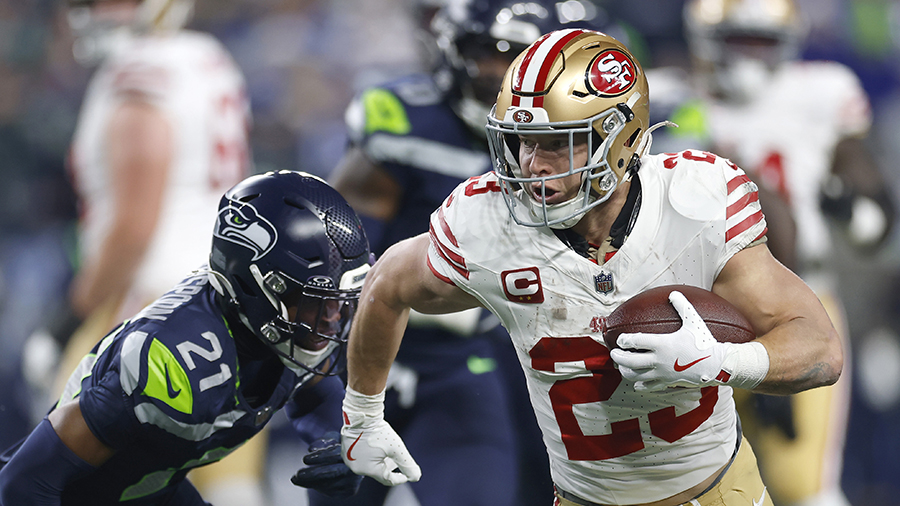 49ers Christian McCaffrey run Seahawks 2026 playoffs...