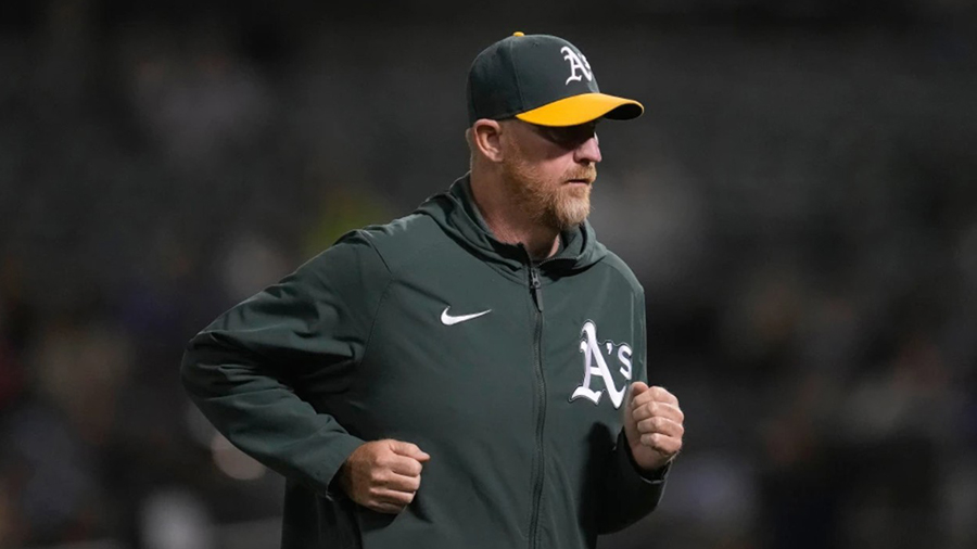 A's pitching coach Scott Emerson...