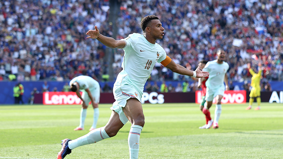 France Kylian Mbappe celebrates goal World Cup...