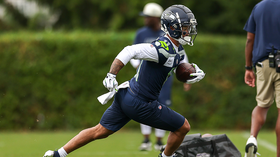 Seattle Seahawks Jaxon Smith-Njigba catches pass 2026 training camp...