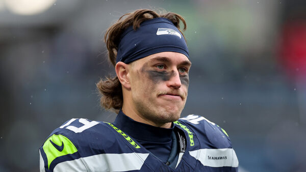 Seattle Seahawks Jake Bobo looks on 2024