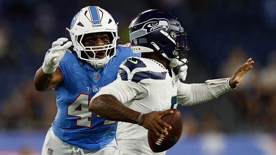 Seattle Seahawks Jalen Milroe Titans preseason 2026...