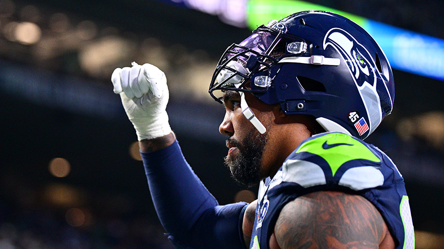 Seattle Seahawks Leonard Williams reacts 2026 NFC Championship Game Rams