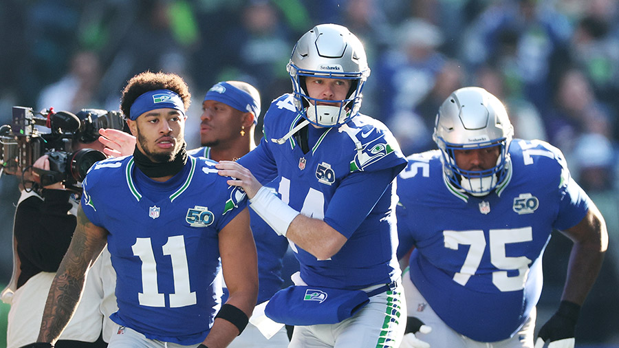 Seattle Seahawks throwback uniforms Sam Darnold JSN...