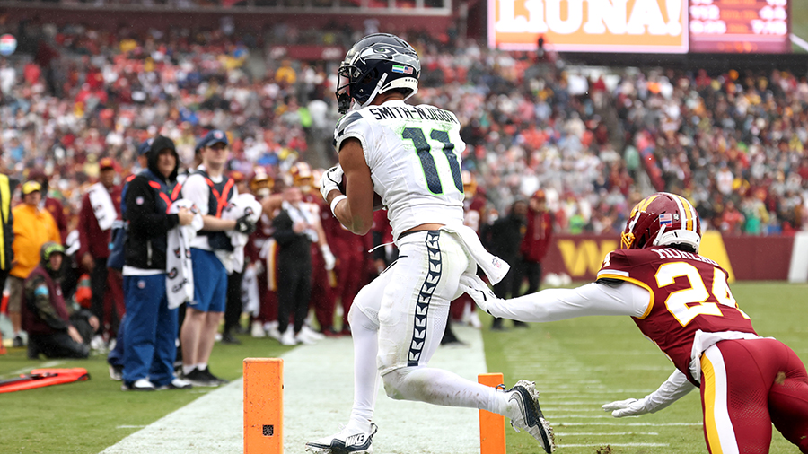 Seattle Seahawks Jaxon Smith-Njigba touchdown catch Washington Commanders 2026...