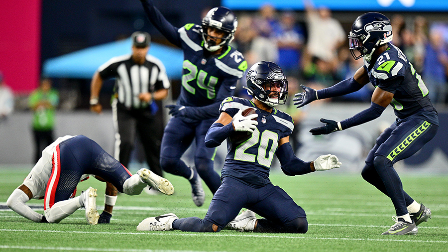Seattle Seahawks Julian Love interception Patriots 2026 opener...