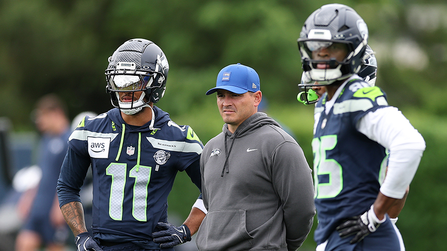 Seattle Seahawks Mike Macdonald JSN look on OTA practice 2026...